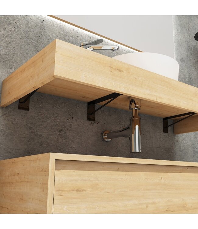 Badkamermeubel Sally Freedom Light Eiken 120cm met wastafelblad voor waskom en ladekast