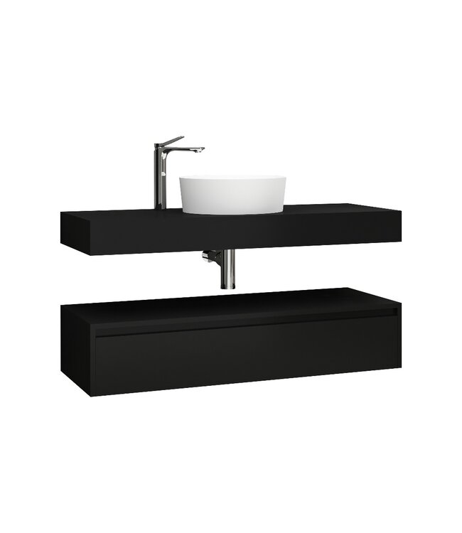 Badkamermeubel Sally Freedom Light Eiken 120cm met wastafelblad voor waskom en ladekast