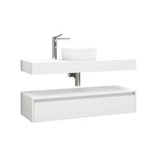 Badkamermeubel Sally Freedom Light Eiken 120cm met wastafelblad voor waskom en ladekast