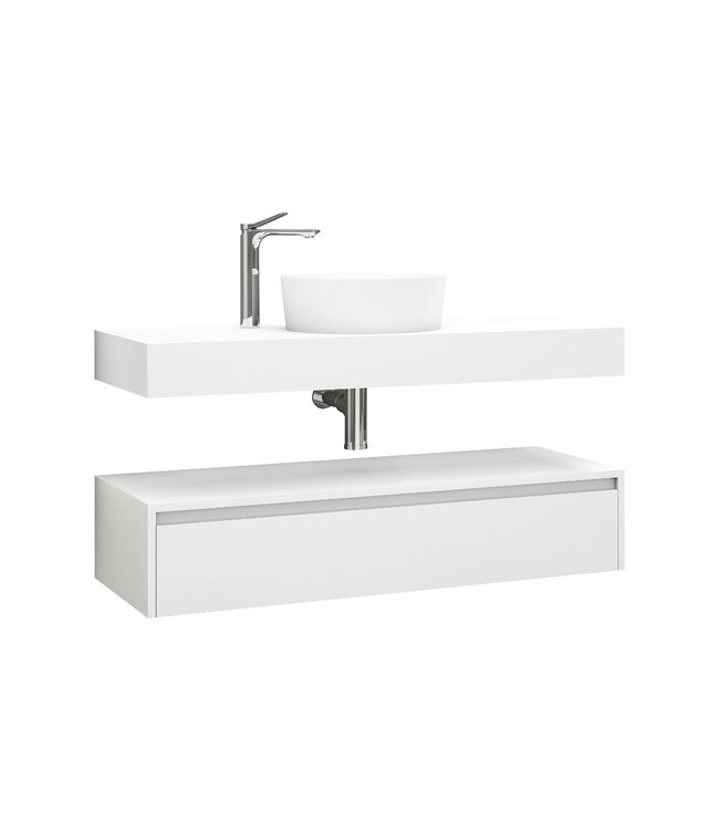 Badkamermeubel Sally Freedom Light Eiken 120cm met wastafelblad voor waskom en ladekast