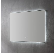 Badkamerspiegel Cabana Lux 120x70cm Zwart Dimbaar geintegreerde Led-Verlichting 3 kleuren Spiegelverwarming touch lichtschakelaar