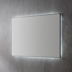Badkamerspiegel Cabana Lux 120x70cm Zwart Dimbaar geintegreerde Led-Verlichting 3 kleuren Spiegelverwarming touch lichtschakelaar