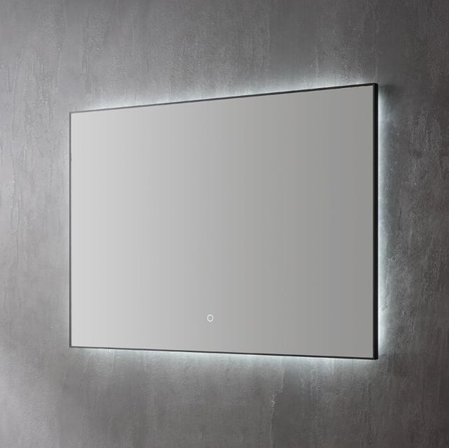 Badkamerspiegel Cabana Lux 120x70cm Zwart Dimbaar geintegreerde Led-Verlichting 3 kleuren Spiegelverwarming touch lichtschakelaar