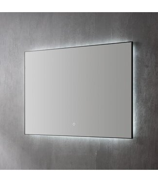 SANI-SUPPLY Badkamerspiegel Cabana Lux 80x70cm Zwart Dimbaar geintegreerde  Led-Verlichting 3 kleuren Spiegelverwarming touch lichtschakelaar