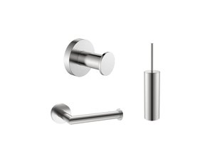Toilet accessoires set Effeze Rond RVS Luxe Borstel Set Luxe Toiletrolhouder en Handdoekhaak Messing