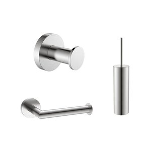 Toilet accessoires set Effeze Rond RVS Luxe Borstel Set Luxe Toiletrolhouder en Handdoekhaak Messing