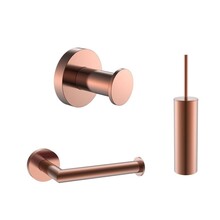 Toilet accessoires set Effeze Rond Brons Luxe Borstel Set Luxe Toiletrolhouder en Handdoekhaak Messing