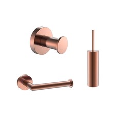 Toilet accessoires set Effeze Rond Brons Luxe Borstel Set Luxe Toiletrolhouder en Handdoekhaak Messing