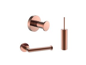Toilet accessoires set Effeze Rond Brons Luxe Borstel Set Luxe Toiletrolhouder en Handdoekhaak Messing