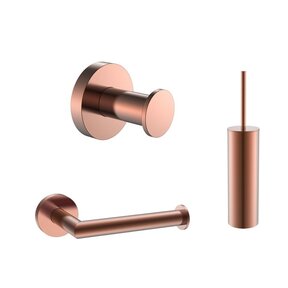 Toilet accessoires set Effeze Rond Brons Luxe Borstel Set Luxe Toiletrolhouder en Handdoekhaak Messing