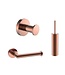Toilet accessoires set Effeze Rond Gunmetal Luxe Borstel Set Luxe Toiletrolhouder en Handdoekhaak Messing
