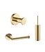 Toilet accessoires set Effeze Rond Gunmetal Luxe Borstel Set Luxe Toiletrolhouder en Handdoekhaak Messing