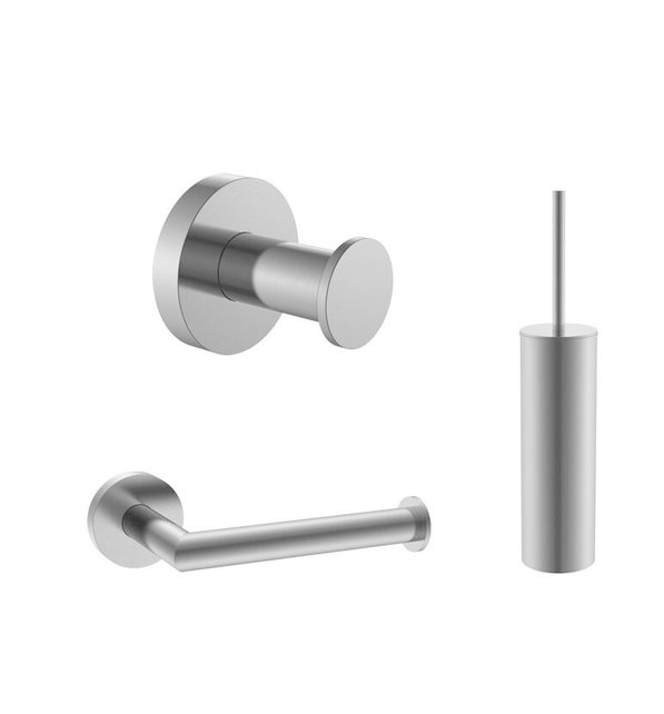 Toilet accessoires set Effeze Rond Gunmetal Luxe Borstel Set Luxe Toiletrolhouder en Handdoekhaak Messing