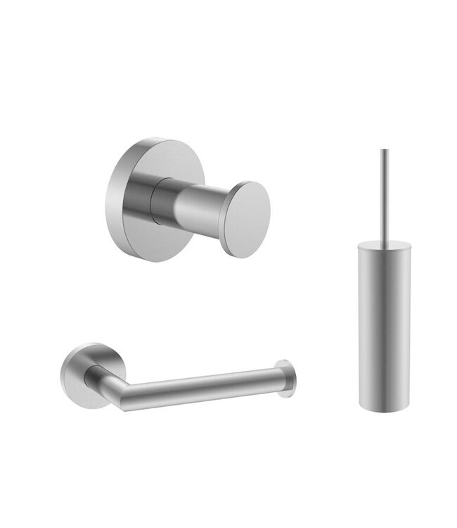 Toilet accessoires set Effeze Rond Gunmetal Luxe Borstel Set Luxe Toiletrolhouder en Handdoekhaak Messing