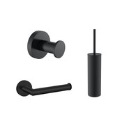 Toilet accessoires set Effeze Rond Gunmetal Luxe Borstel Set Luxe Toiletrolhouder en Handdoekhaak Messing