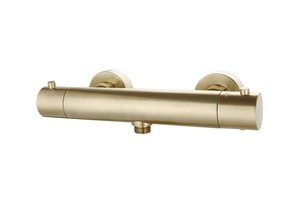 SaniPro Effeze geborsteld goud thermostaatkraan douche rond opbouw 15-HOH messing