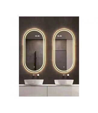 FABRIECIO Badkamerspiegel Lodge 50x80cm Touchschakelaar, LED-verlichting front & back, incl Spiegelverwarming