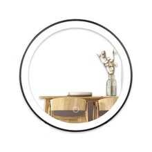 Badkamerspiegel Ibiza Rond 60x60cm Zwart LED-Verlichting front anticondens aluminium lijst