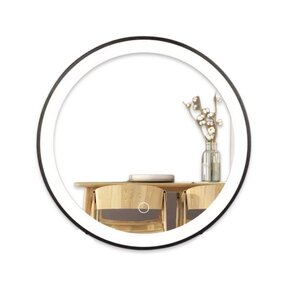 Badkamerspiegel Ibiza Rond 60x60cm Zwart LED-Verlichting front anticondens aluminium lijst