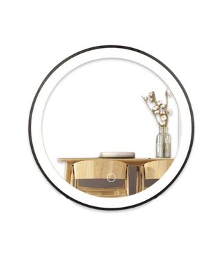 SANI-SUPPLY Badkamerspiegel Ibiza Rond 60x60cm Zwart LED-Verlichting front anticondens aluminium lijst