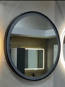 Badkamerspiegel Ibiza Rond 60x60cm Zwart LED-Verlichting front anticondens aluminium lijst