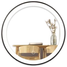 Badkamerspiegel Ibiza Rond 100x100cm Zwart LED-Verlichting front anticondens aluminium lijst