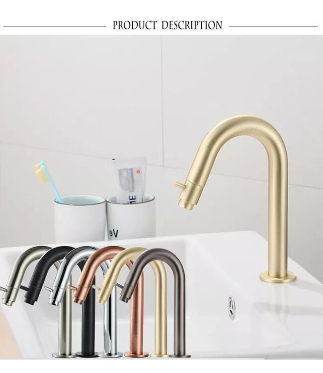 SaniPro Toiletkraan Cinci Laag Goud geborsteld messing 21cm