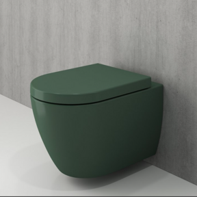 Randloos Hangtoilet Bocchi Jet Flush Mat Groen incl. Softclose toiletbril.