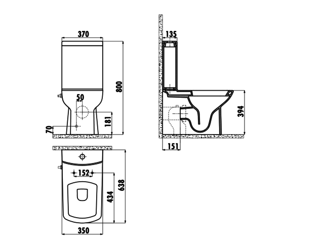 Staand Toilet Lara Wit met bidet geïntegreerd kraan Compleet