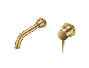 Inbouw wastafelkraan Rome Geborsteld Goud Creavit Aloni Mengkraan uitloop 22cm