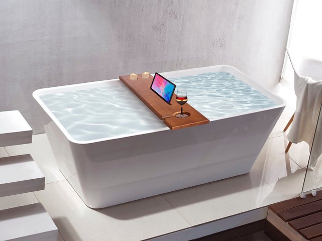 Badplank hout 80x18cm - Badhouder - Badplank in het bad - Badrek voor vrijstaand bad