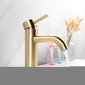 Wastafelkraan Rocco Opbouw Laag Rond Geborsteld Goud 1 Greeps Wastafelkraan Rocco Opbouw Laag Rond Geborsteld Goud 1 Greeps