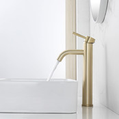 Wastafelkraan Rocco Opbouw Hoog Rond Geborsteld Goud 1 Greeps Wastafelkraan Rocco Opbouw Hoog Rond Geborsteld Goud 1 Greeps
