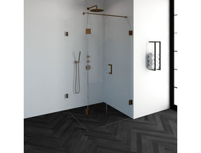 Douchecabine Venus Vierkant Draaideur 98x97.7x200cm Antikalk Helder Glas Profielloos 8mm Veiligheidsglas Geborsteld Koper