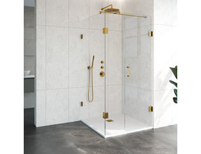 Douchecabine Venus Vierkant Draaideur 98x97.7x200cm Antikalk Helder Glas Profielloos 8mm Veiligheidsglas Geborsteld Goud