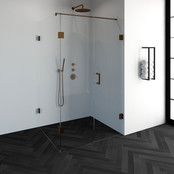 Douchecabine Venus Rechthoek Draaideur 118x97.7x200cm Antikalk Helder Glas Profielloos 8mm Veiligheidsglas Geborsteld Koper