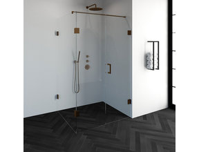 Douchecabine Venus Rechthoek Draaideur 118x97.7x200cm Antikalk Helder Glas Profielloos 8mm Veiligheidsglas Geborsteld Koper