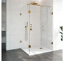 Douchecabine Venus Rechthoek Draaideur 118x97.7x200cm Antikalk Helder Glas Profielloos 8mm Veiligheidsglas Geborsteld Goud