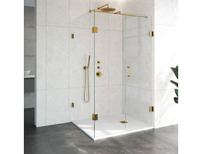 Douchecabine Venus Rechthoek Draaideur 118x97.7x200cm Antikalk Helder Glas Profielloos 8mm Veiligheidsglas Geborsteld Goud