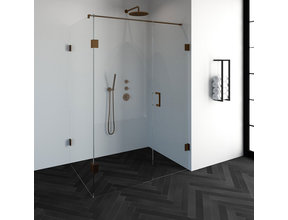 Douchecabine Venus Rechthoek Draaideur 138x97.7x200cm Antikalk Helder Glas Profielloos 8mm Veiligheidsglas Geborsteld Koper
