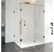 Douchecabine Venus Rechthoek Draaideur 138x97.7x200cm Antikalk Helder Glas Profielloos 8mm Veiligheidsglas Geborsteld Goud