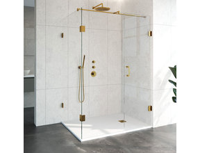 Douchecabine Venus Rechthoek Draaideur 138x97.7x200cm Antikalk Helder Glas Profielloos 8mm Veiligheidsglas Geborsteld Goud