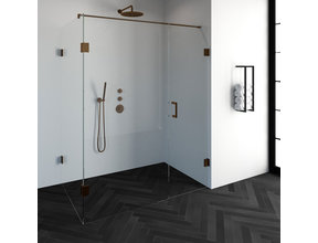 Douchecabine Venus Rechthoek Draaideur 158x97.7x200cm Antikalk Helder Glas Profielloos 8mm Veiligheidsglas Geborsteld Koper