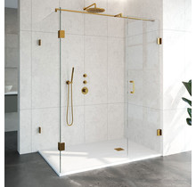 Douchecabine Venus Rechthoek Draaideur 158x97.7x200cm Antikalk Helder Glas Profielloos 8mm Veiligheidsglas Geborsteld Goud