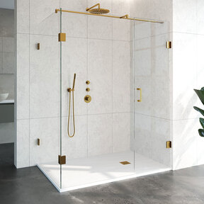 Douchecabine Venus Rechthoek Draaideur 158x97.7x200cm Antikalk Helder Glas Profielloos 8mm Veiligheidsglas Geborsteld Goud