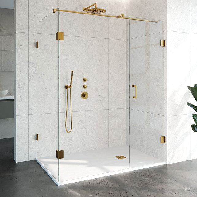 Douchecabine Venus Rechthoek Draaideur 158x97.7x200cm Antikalk Helder Glas Profielloos 8mm Veiligheidsglas Geborsteld Goud Douchecabine Venus Rechthoek Draaideur 158x97.7x200cm Antikalk Helder Glas Profielloos 8mm Veiligheidsglas Geborsteld Goud