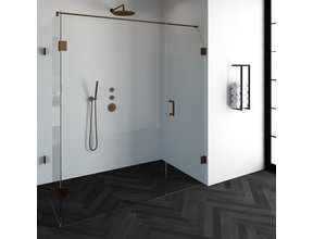 Douchecabine Venus Rechthoek Draaideur 178x97.7x200cm Antikalk Helder Glas Profielloos 8mm Veiligheidsglas Geborsteld Koper