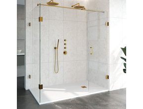 Douchecabine Venus Rechthoek Draaideur 178x97.7x200cm Antikalk Helder Glas Profielloos 8mm Veiligheidsglas Geborsteld Goud