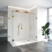 Douchecabine Venus Rechthoek Draaideur 178x97.7x200cm Antikalk Helder Glas Profielloos 8mm Veiligheidsglas Geborsteld Goud