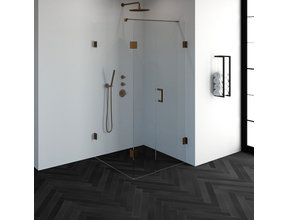 Douchecabine Venus Rechthoek Draaideur 98x87.7x200cm Antikalk Helder Glas Profielloos 8mm Veiligheidsglas Geborsteld Koper